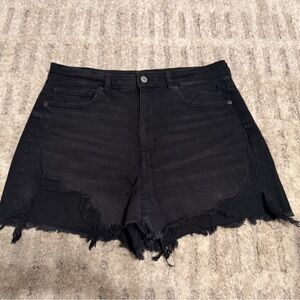 American Eagle Outfitters Black Frayed Jean Shorts